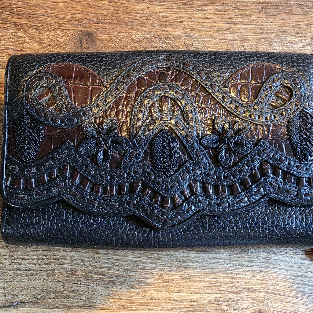 Brighton Black And Brown Lace Accent Clutch